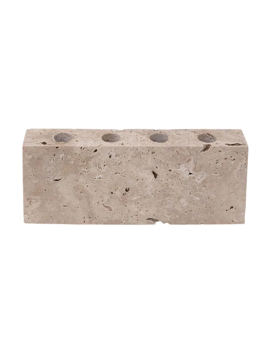 Wabi Sabi Nordic Epode Lysestage 25 cm, travertin silver fra> Gaver Til Hende|Kalenderlys & Julelysestager