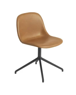 Muuto Fiber Side Chair, læder, Swivel Base fra> Spisebordsstole