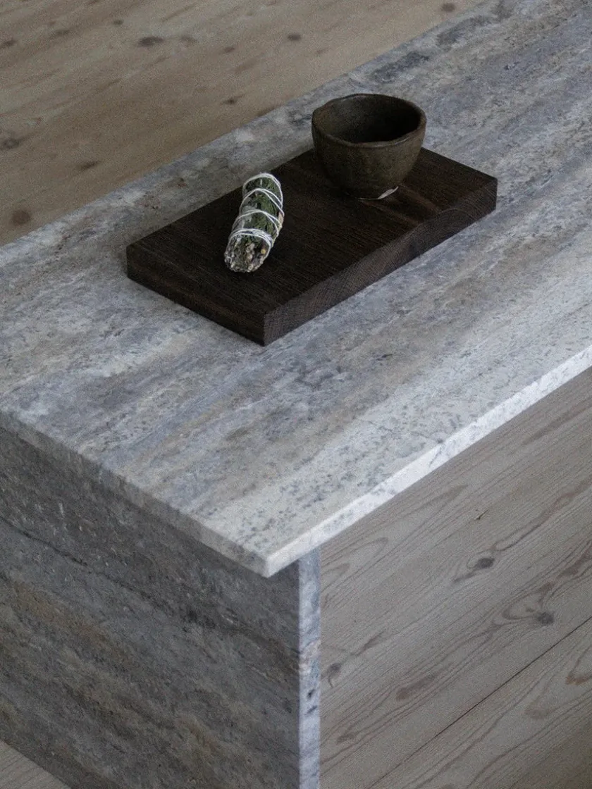Wabi Sabi Nordic Fjer Sofabord 160 cm, travertin silver fra> Sofaborde