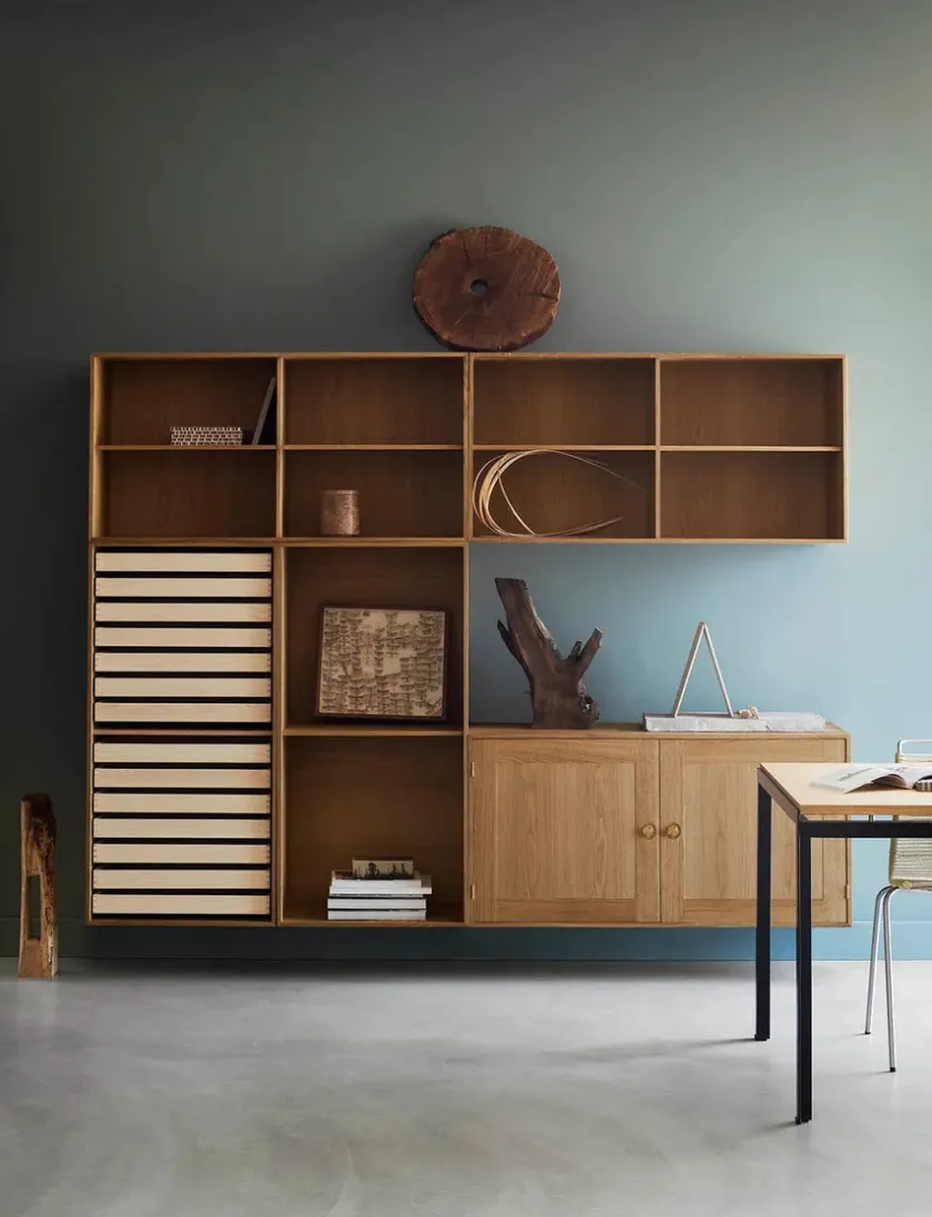 Carl Hansen & Søn FK63 Reol med hylder, oprejst fra> Reoler