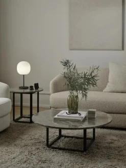 New Works Florence Sofabord Ø90, gris du marais/beige grey fra><noscript><img width=