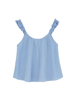 Aiayu Frill Top, check mix blue fra> Tøj