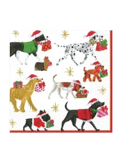 Caspari Frokostservietter, julehunde, 20 stk. fra> Juleborddækning