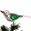 Brink Nordic Fugl m. Klemme 10 cm, sølvfarvet/grøn fra> Juletræspynt