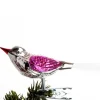 Brink Nordic Fugl m. Klemme 10 cm, sølvfarvet/pink fra> Juletræspynt