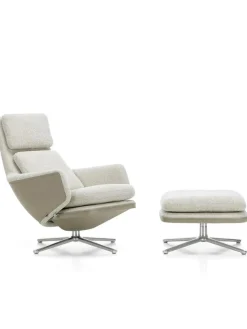 Vitra Grand Relax Lænestol inkl. Fodskammel, grey/beige fra> Fodskamler|Lænestole
