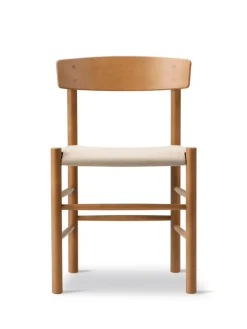 Fredericia Furniture J39 Folkestolen Sædepolstret, Natur Canvas af Børge Mogensen><noscript><img width=
