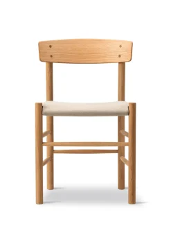 Fredericia Furniture J39 Folkestolen Sædepolstret, Natur Canvas af Børge Mogensen><noscript><img width=