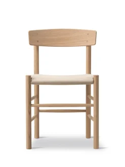 Fredericia Furniture J39 Folkestolen Sædepolstret, Natur Canvas af Børge Mogensen><noscript><img width=