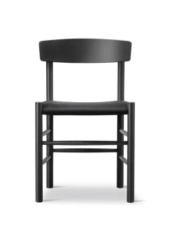 Fredericia Furniture J39 Folkestolen Sædepolstret, Sort Canvas af Børge Mogensen> Spisebordsstole