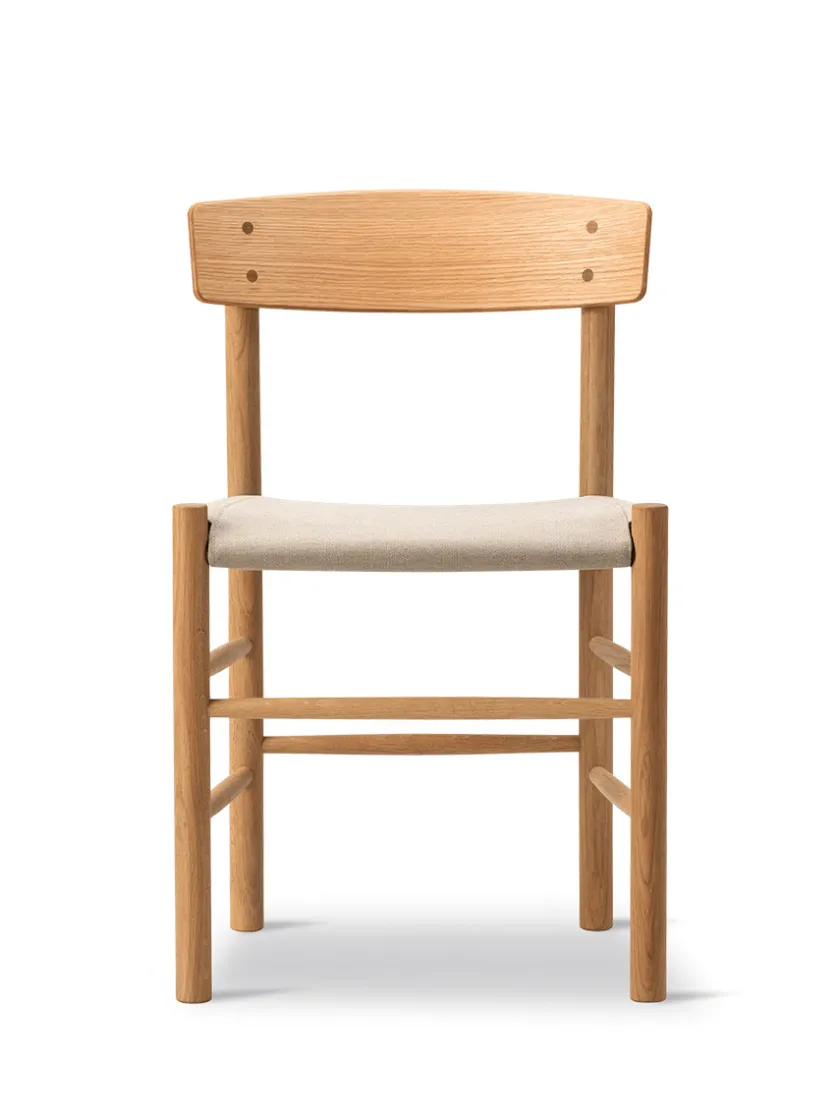 Fredericia Furniture J39 Folkestolen Sædepolstret, Sort Canvas af Børge Mogensen> Spisebordsstole