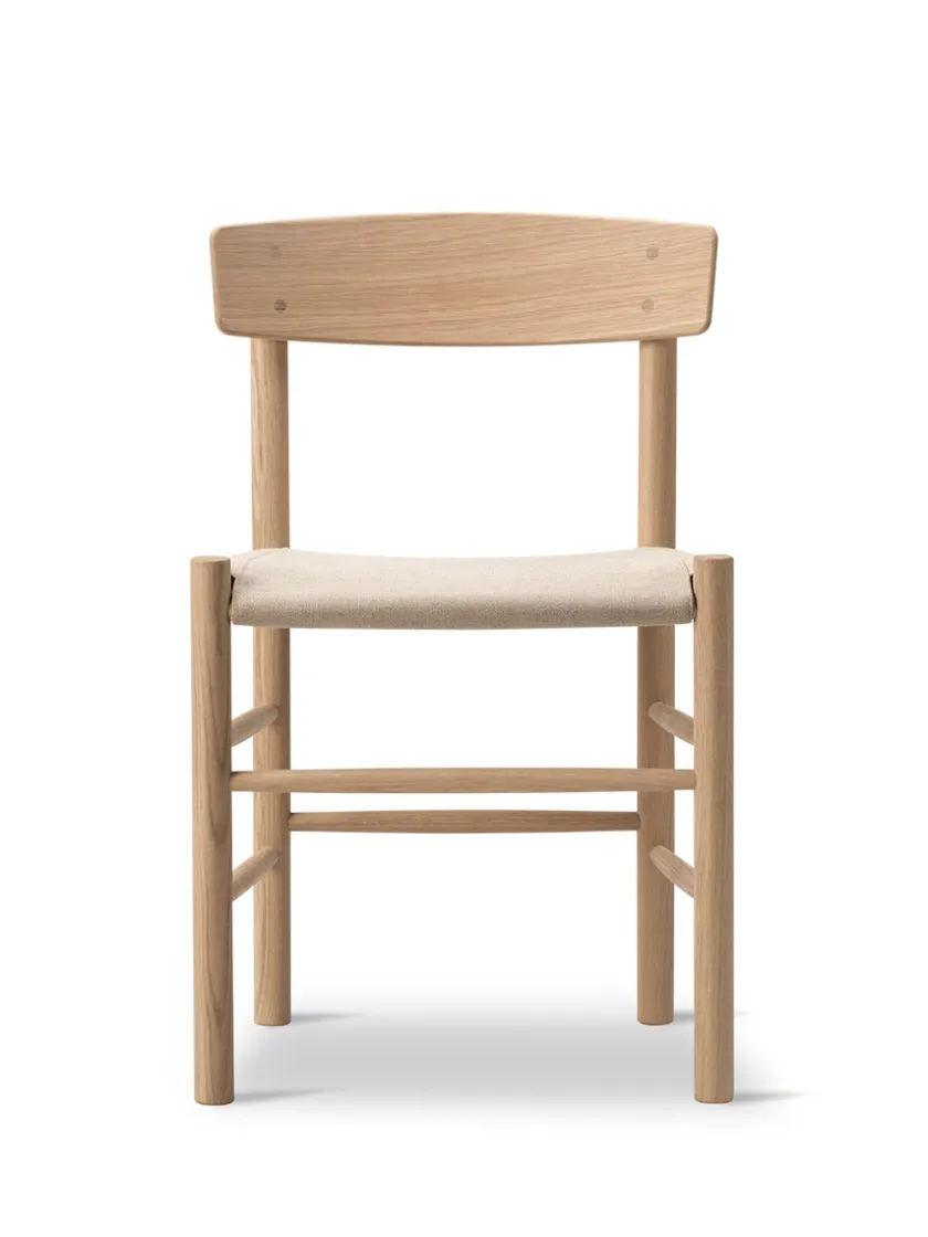 Fredericia Furniture J39 Folkestolen Sædepolstret, Sort Canvas af Børge Mogensen> Spisebordsstole