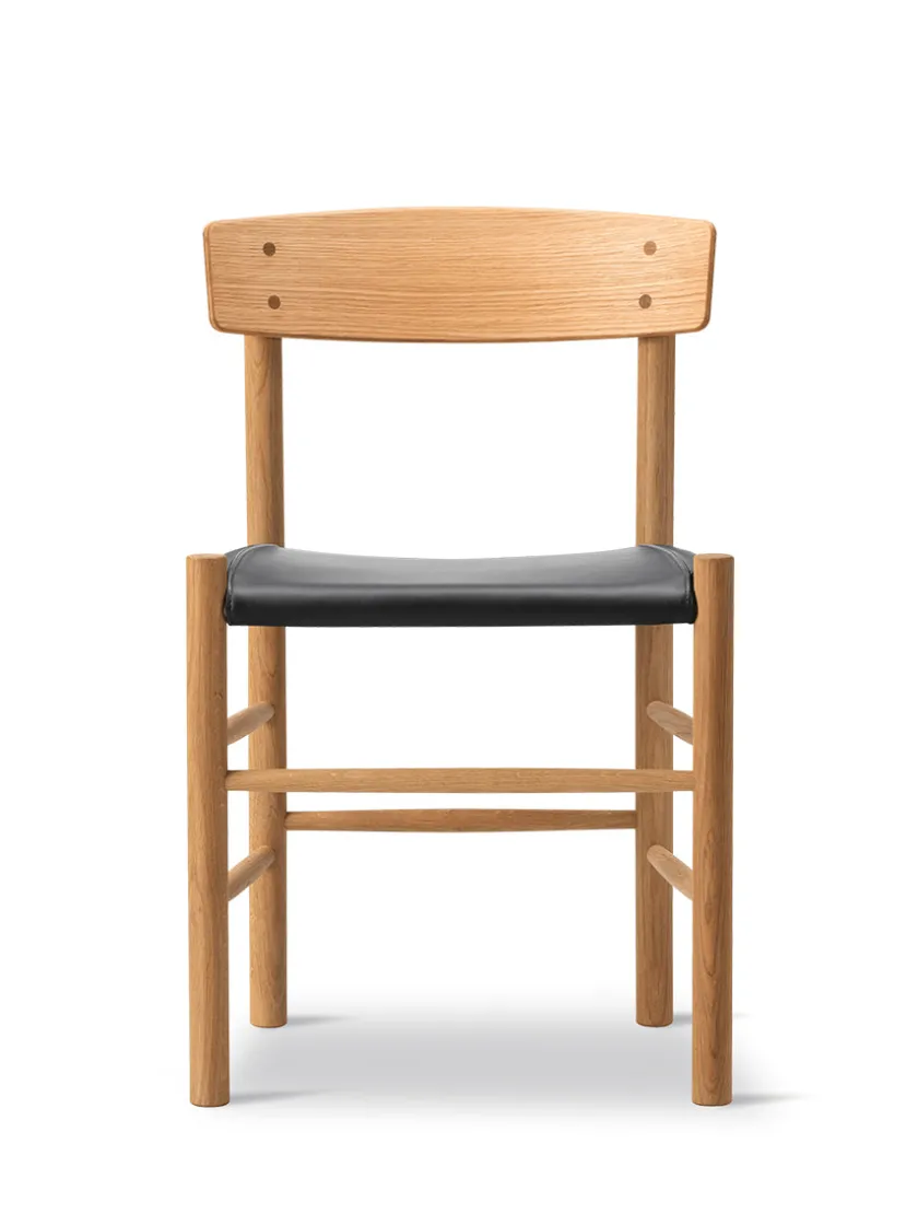 Fredericia Furniture J39 Folkestolen Sædepolstret, Sort Canvas af Børge Mogensen> Spisebordsstole