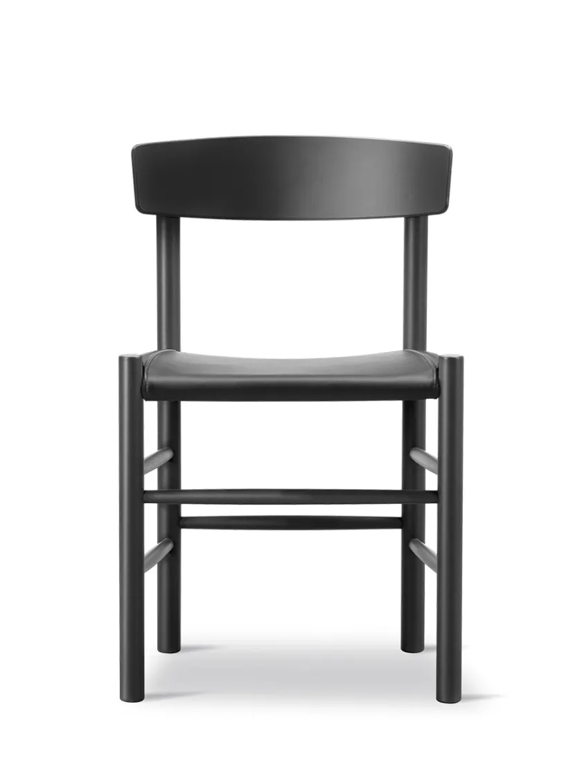 Fredericia Furniture J39 Folkestolen Sædepolstret, Sort Canvas af Børge Mogensen> Spisebordsstole