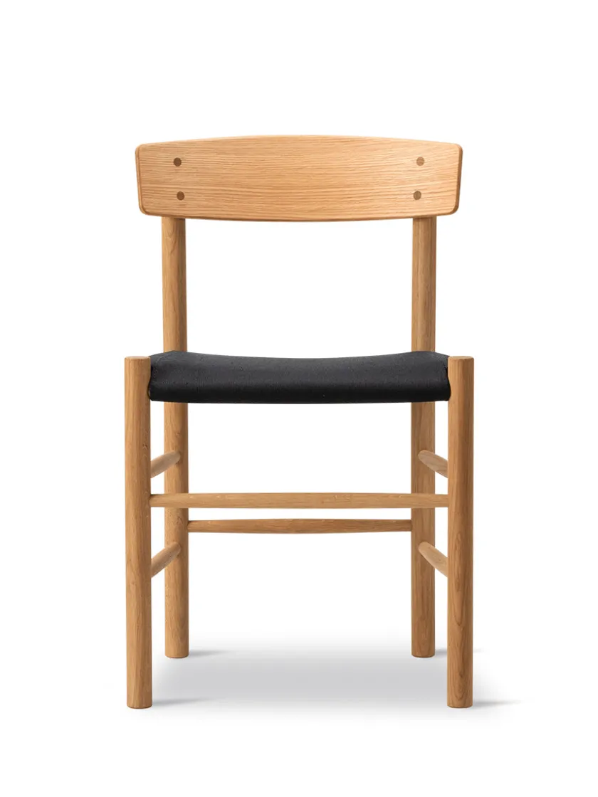 Fredericia Furniture J39 Folkestolen Sædepolstret, Sort Canvas af Børge Mogensen> Spisebordsstole