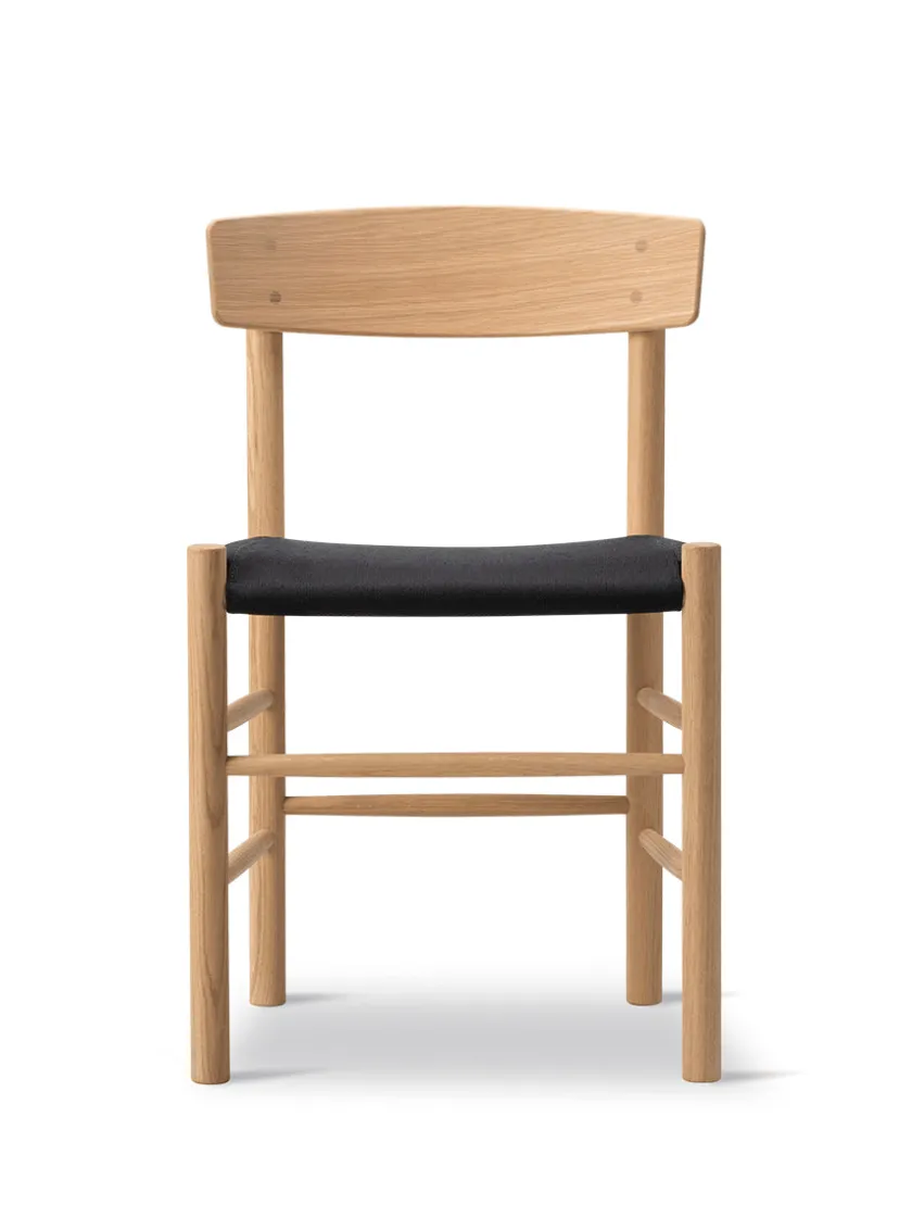 Fredericia Furniture J39 Folkestolen Sædepolstret, Sort Canvas af Børge Mogensen> Spisebordsstole