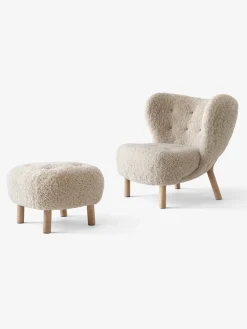 &Tradition Little Petra inkl. skammel, Sheepskin Moonlight fra> Lænestole