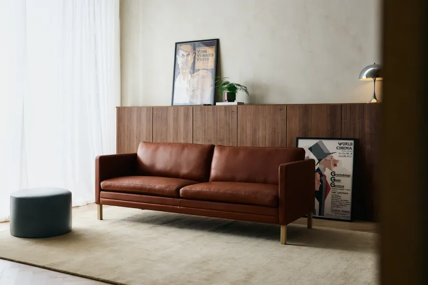 Mogens Hansen MH276 4 pers. sofa i Baltique anilinlæder fra> Sofaer