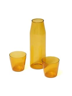 Nine Milk, set of 1 carafe + 2 glasses, yellow fra> Kander|Service