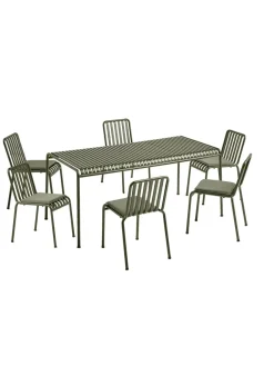 HAY Palissade sæt, 6 armstole og bord i olive fra><noscript><img width=