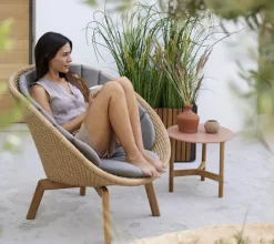 Cane-line Peacock Loungestol, Flat Weave m/ben i teak fra> Udendørs Loungemøbler|Havestole