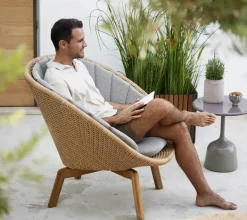 Cane-line Peacock Loungestol, Flat Weave m/ben i teak fra><noscript><img width=