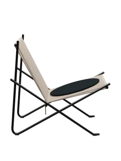 Fritz Hansen PK4 Loungestol i natur, sort stel af Poul Kjærholm><noscript><img width=