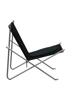 Fritz Hansen PK4 Loungestol i natur, sort stel af Poul Kjærholm><noscript><img width=