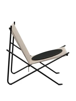 Fritz Hansen PK4 Loungestol i natur, sort stel af Poul Kjærholm><noscript><img width=