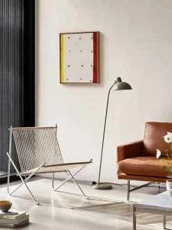 Fritz Hansen PK4 Loungestol i natur, stålstel af Poul Kjærholm> Loungestole|Lænestole