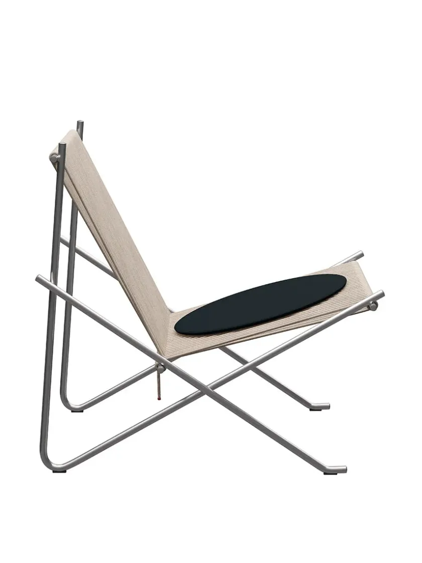 Fritz Hansen PK4 Loungestol i natur, stålstel af Poul Kjærholm> Loungestole|Lænestole