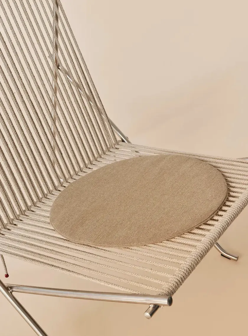 Fritz Hansen PK4 Loungestol i natur, stålstel af Poul Kjærholm> Loungestole|Lænestole
