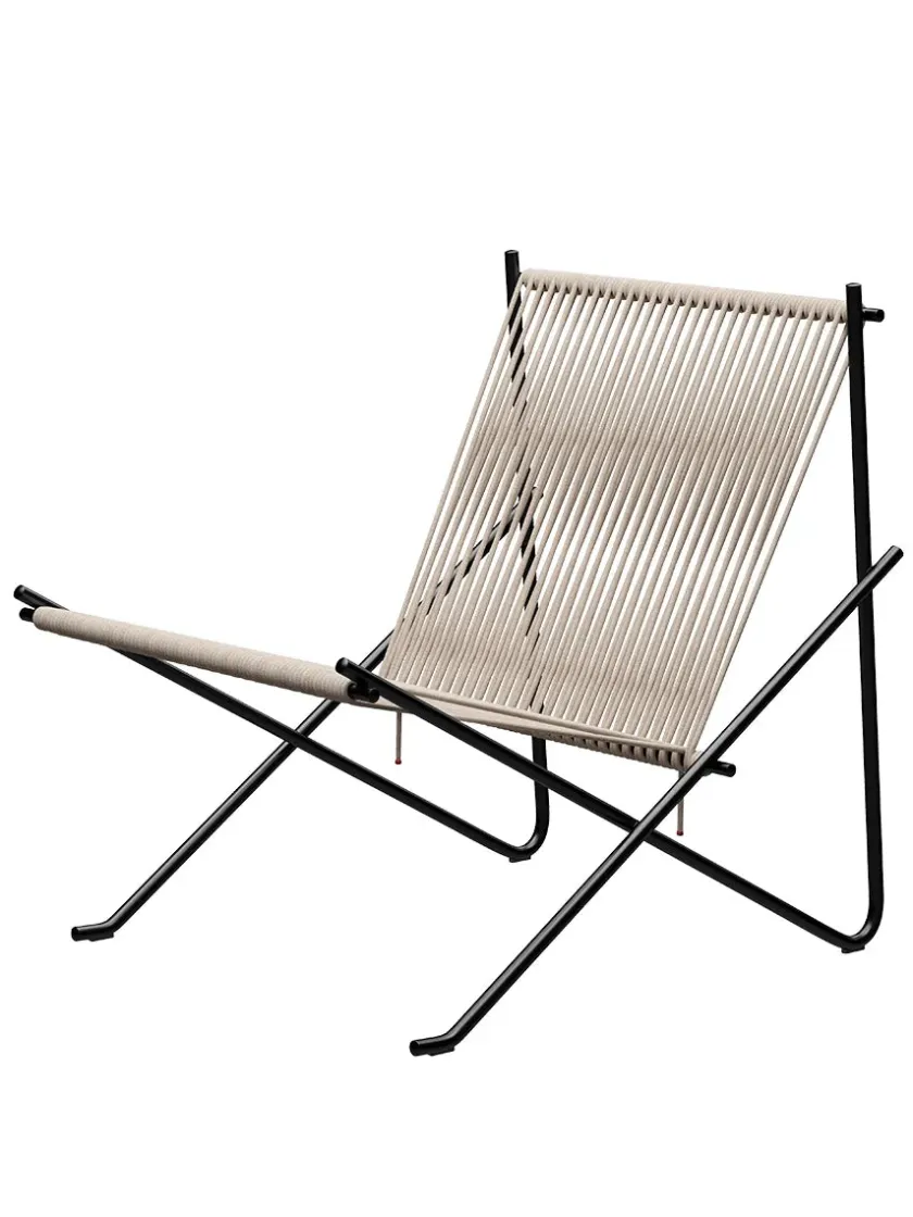 Fritz Hansen PK4 Loungestol i natur, stålstel af Poul Kjærholm> Loungestole|Lænestole