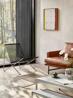 Fritz Hansen PK4 Loungestol i natur, stålstel af Poul Kjærholm><noscript><img width=