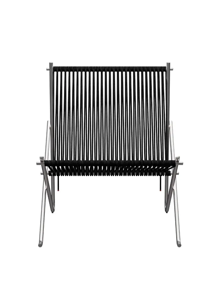 Fritz Hansen PK4 Loungestol i natur, stålstel af Poul Kjærholm> Loungestole|Lænestole