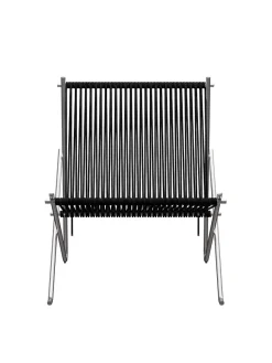 Fritz Hansen PK4 Loungestol i natur, stålstel af Poul Kjærholm><noscript><img width=