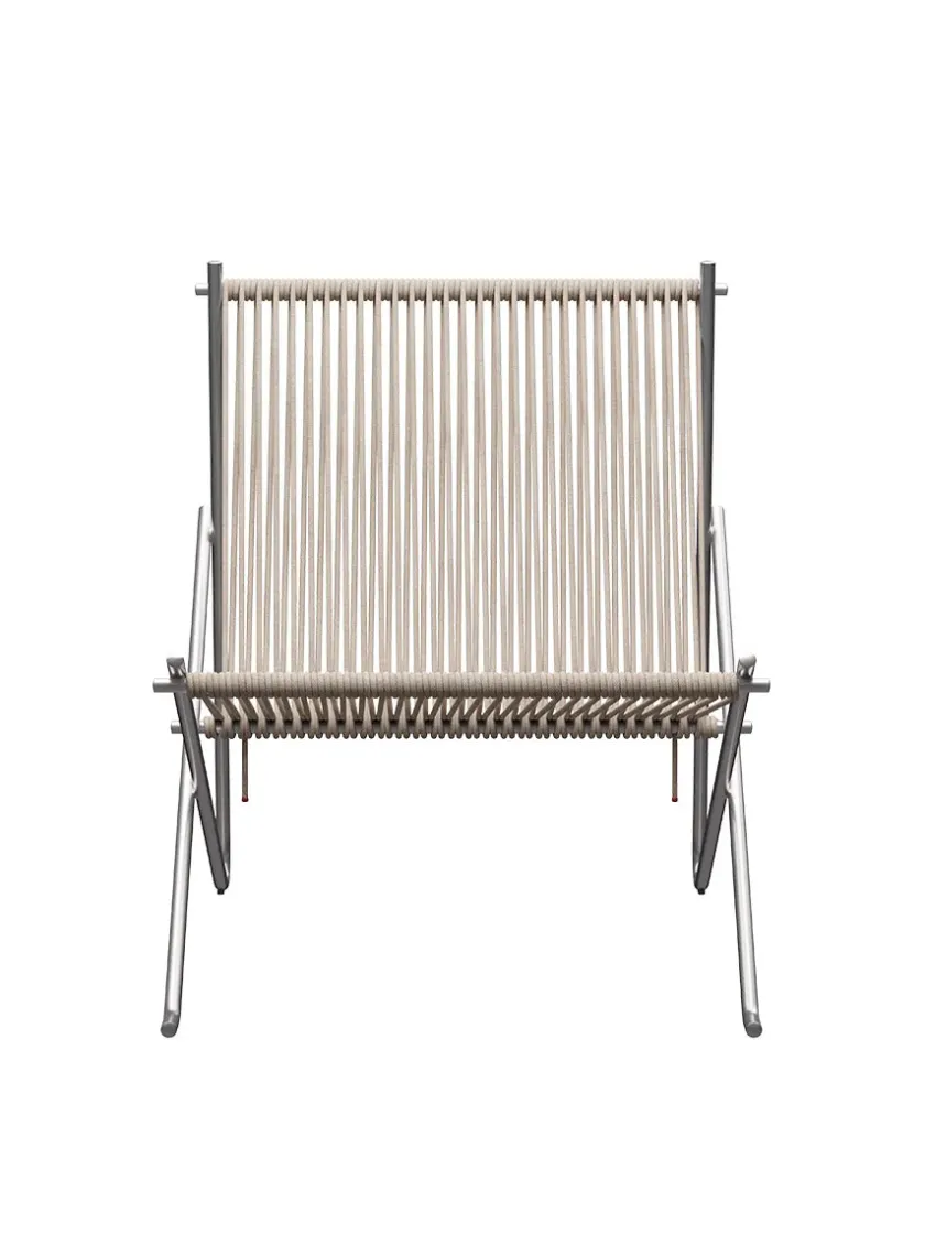 Fritz Hansen PK4 Loungestol i natur, stålstel af Poul Kjærholm> Loungestole|Lænestole