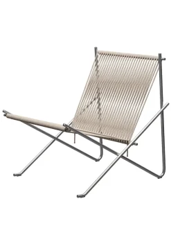 Fritz Hansen PK4 Loungestol i natur, stålstel af Poul Kjærholm><noscript><img width=
