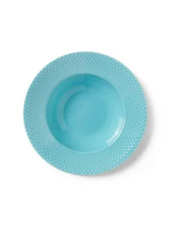 Lyngby Porcelæn Rhombe dyb tallerken, turkis Ø24,5 cm fra> Service