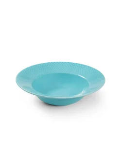 Lyngby Porcelæn Rhombe dyb tallerken, turkis Ø24,5 cm fra><noscript><img width=