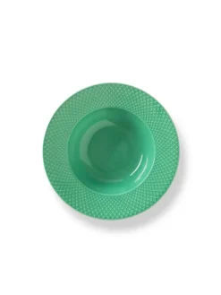 Lyngby Porcelæn Rhombe dyb tallerken, turkis Ø24,5 cm fra><noscript><img width=