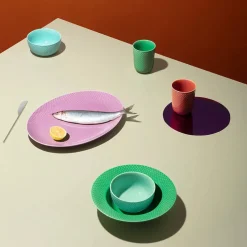 Lyngby Porcelæn Rhombe krus, terracotta fra> Service