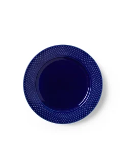 Lyngby Porcelæn Rhombe tallerken, mørk blå Ø23 cm fra> Service