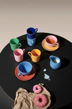 Lyngby Porcelæn Rhombe Tekop m. underkop rosa/sand fra><noscript><img width=