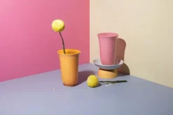 Lyngby Porcelæn Rhombe vase, gul fra> Vaser
