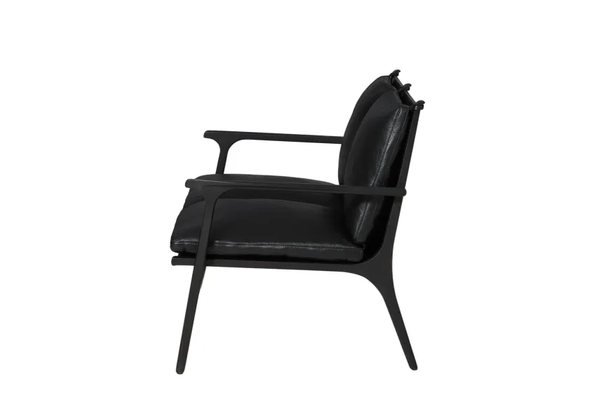 Stellar Works Rén Lounge sofa 2. pers sortmalet eg, sort læder fra> Sofaer