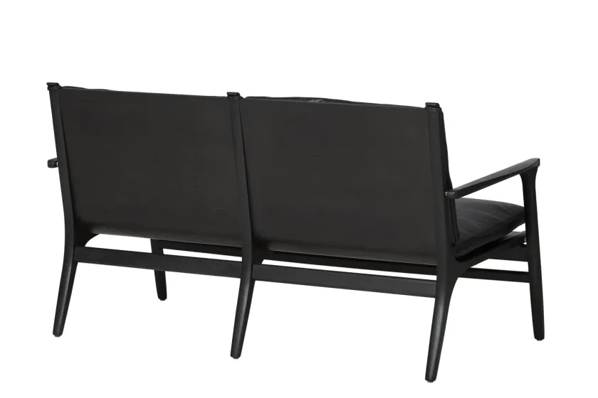 Stellar Works Rén Lounge sofa 2. pers sortmalet eg, sort læder fra> Sofaer
