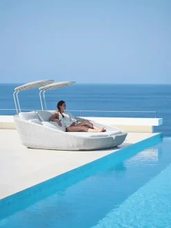 Cane-line Savannah Daybed, venstre i hvid/grå fra> Udendørs Loungemøbler