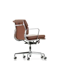 Vitra Soft Pad Chair EA 217 Kontorstol, cognac læder/krom stel fra> Kontorstole
