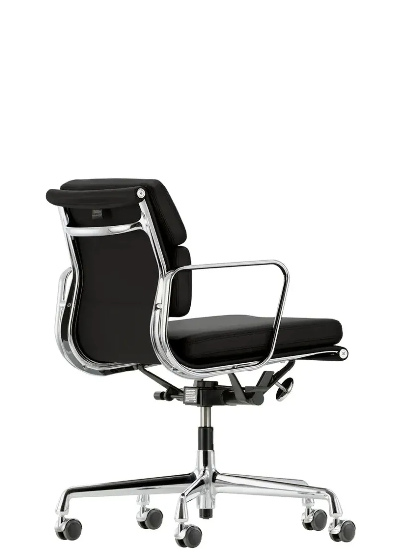 Vitra Soft Pad Chair EA 217 Kontorstol, cognac læder/krom stel fra> Kontorstole